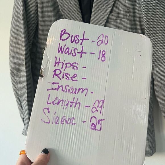 Adolfo Studio Womens  Notch Lapel Single Breasted  Checked Gray Blazer Size 10 - Picture 10 of 10